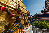 Bangkok Grand Palace, Wat Phra Kaew, statue of a monkey-warriors from the Ramakien, embedded with pieces of glass, an art form known in Thai as waen fah. 